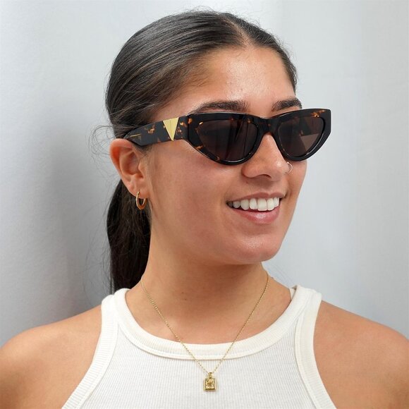 NWT BOTTEGA VENETA SUNGLASSES WOMEN HAVANA CAT EYE EYEWEAR - Picture 1 of 4